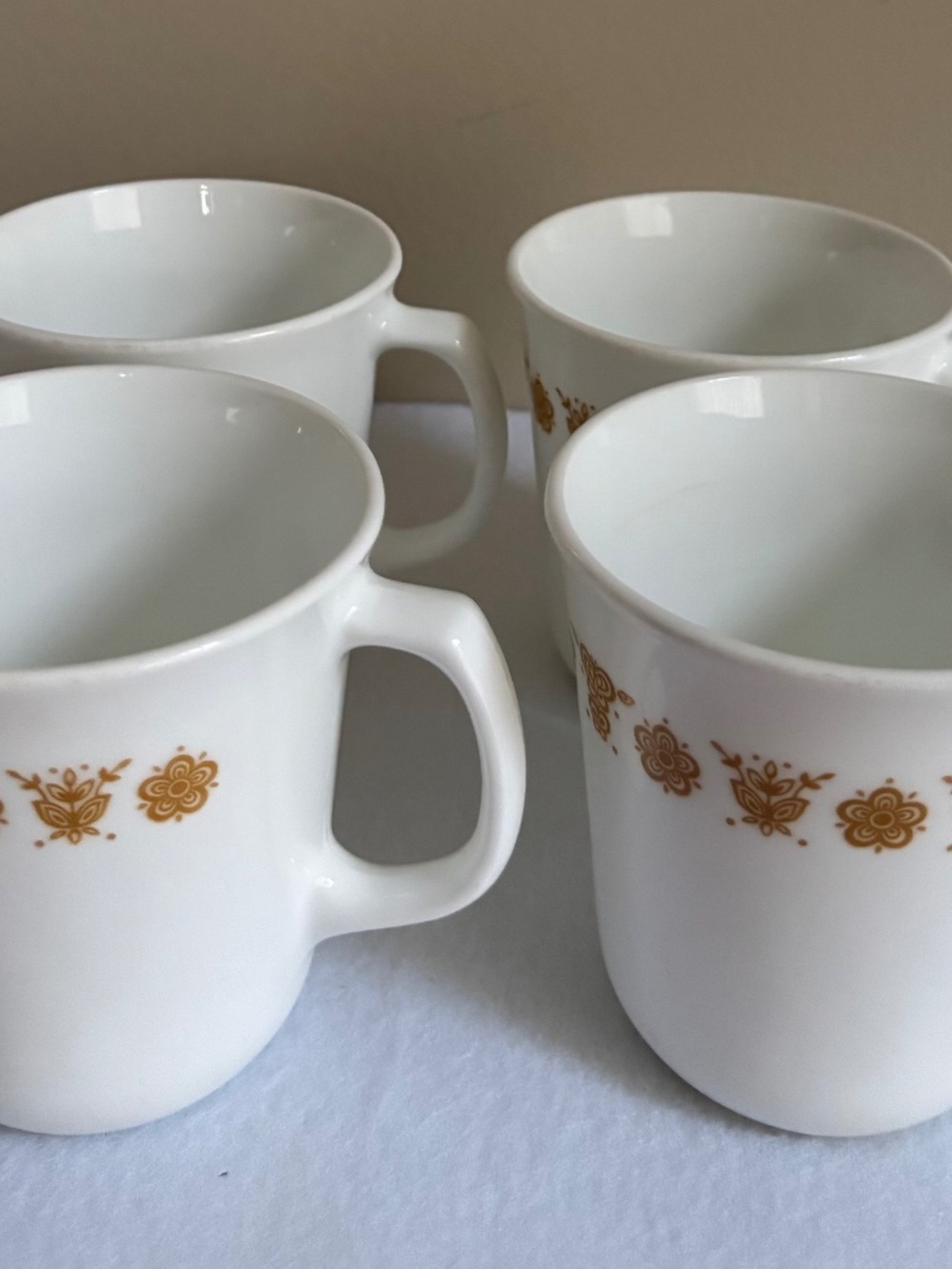 4 Vintage Corning Butterfly Gold Mugs